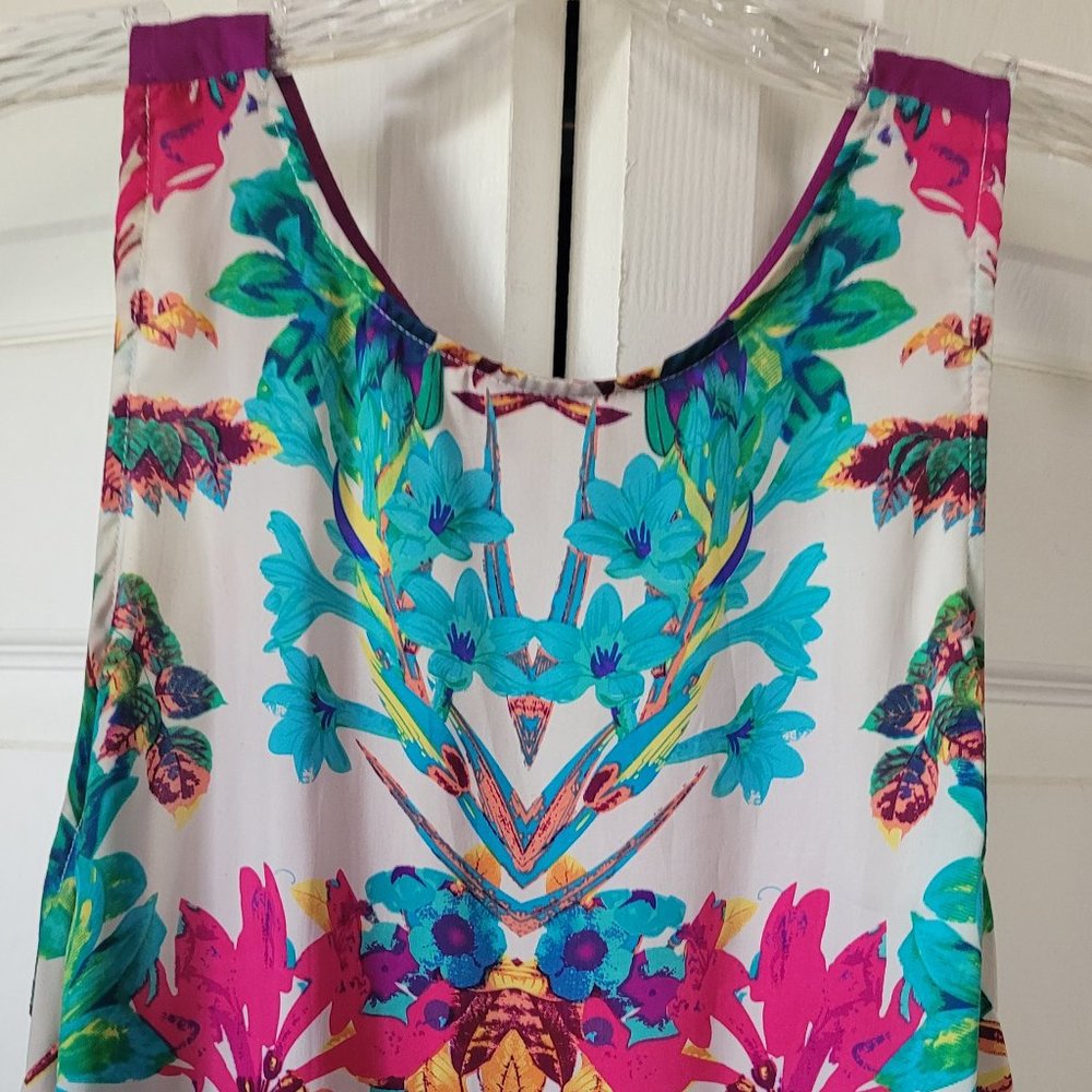 Sleeveless Tropical Top Shirt Blouse